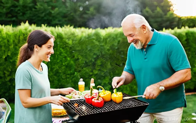 허브를 활용한 그릴 요리의 팁 - **Prompt:** A close-up shot on a rustic wooden kitchen counter, focusing on the preparation of an ar...
