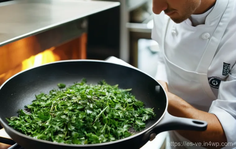 허브의 풍미를 살리는 조리 기법 - **Prompt:** A clean, brightly lit kitchen counter showcases the art of herb infusions and maceration...